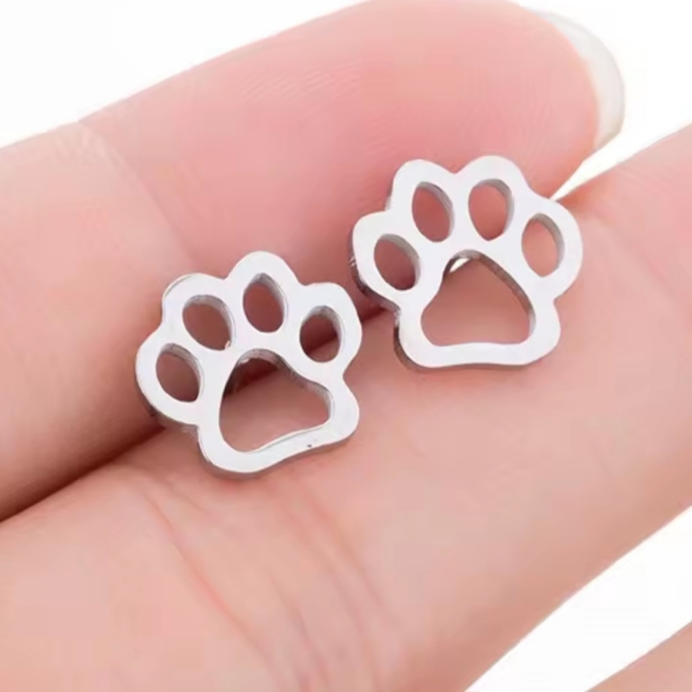 Sterling Silver Paw Print Earrings
